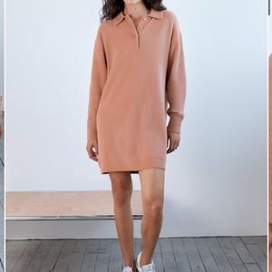 HUSH KNIT POLO DRESS. Size: L, Brand: Aritzia, Color: Silver Birch